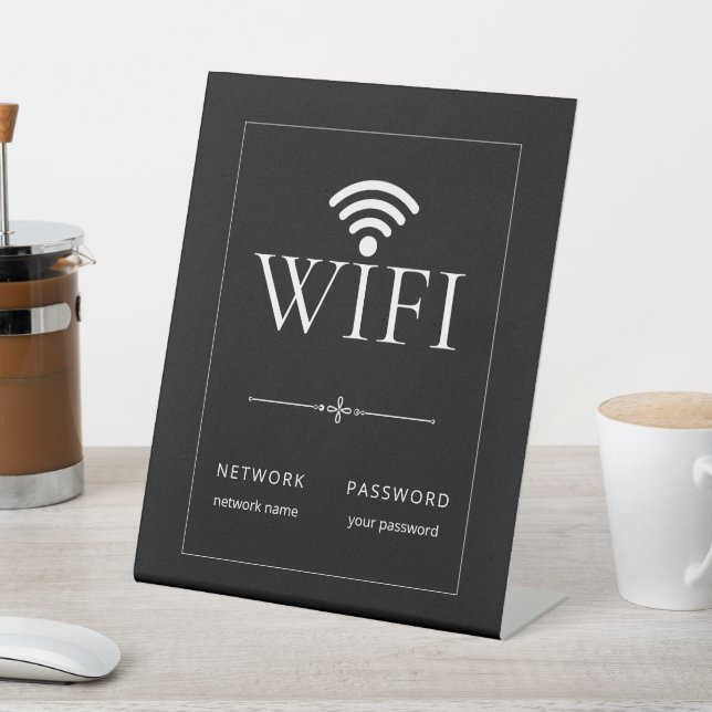 Minimalist Wifi Network Password Sign Black-Grey (In SItu)