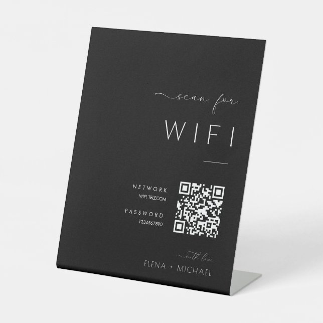 Minimalist WiFi Password Qr Code Wedding Sign (Front)