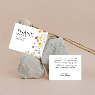 Minimalist Wild flowers wedding  Thank You Card
