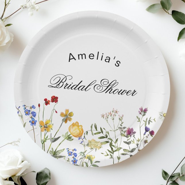 Minimalist Wildflower Bridal Shower Paper Plate (Creator Uploaded)