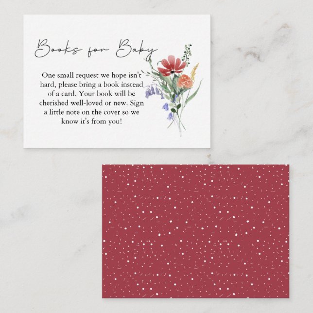 Minimalist Wildflower Dark Pink Books for Baby Enclosure Card (Front/Back)