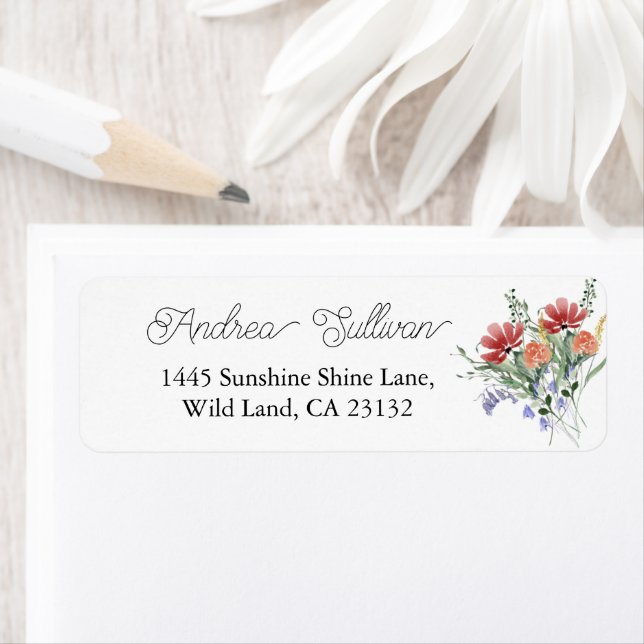 Minimalist Wildflower Dark Pink Return Address  (Insitu)
