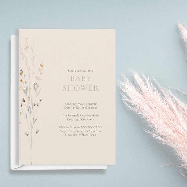Minimalist Wildflower Gender Neutral Baby Shower Invitation (Creator Uploaded)