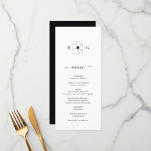 Minimalist Wildflower Hand-Drawn Monogram Wedding Menu