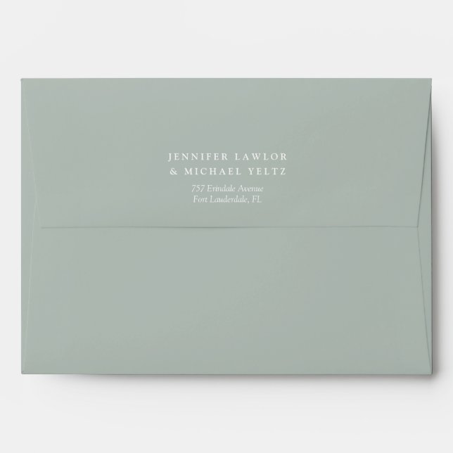 Minimalist Wildflower Light Sage Wedding Envelope (Back (Top Flap))