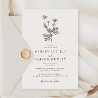 Minimalist Wildflower Line Art Wedding