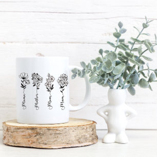 minimalist wildflower mom  coffee mug