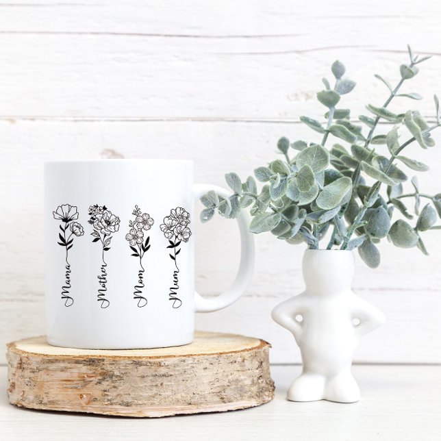 minimalist wildflower mom  coffee mug (cute mama mug)
