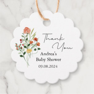 Minimalist Wildflower Peach Baby Shower Favour Tags
