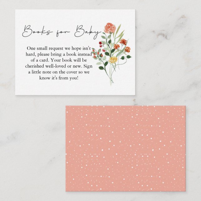 Minimalist Wildflower Peach Books for Baby Enclosure Card (Front/Back)