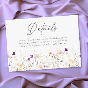 Minimalist Wildflower Romantic Botanical Wedding Enclosure Card