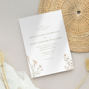 Minimalist Wildflower Rustic Wedding Invitation