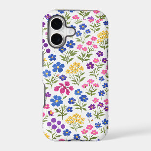 Minimalist Wildflower Seamless Pattern on White 