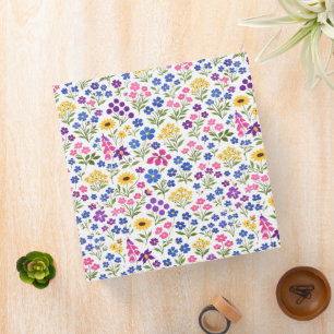 Minimalist Wildflower Seamless Pattern on White Binder