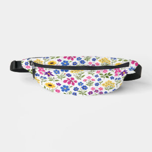 Minimalist Wildflower Seamless Pattern on White Fanny Pack