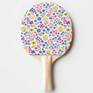 Minimalist Wildflower Seamless Pattern on White  Ping Pong Paddle