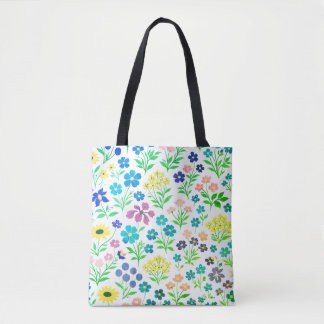 Minimalist Wildflower Seamless Pattern on White  Tote Bag