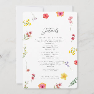 Minimalist Wildflower Spring enclosure Wedding  Invitation