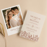 Minimalist Wildflower Terracotta Wedding Photo Invitation<br><div class="desc">Minimalist Wildflower Terracotta Wedding Photo Invitation. Easily personalize by replacing each info. Please upload a vertical/portrait photo. Make sure to check the preview before adding to cart. (Sample Photo by Jonathan Borba from Pexels)</div>