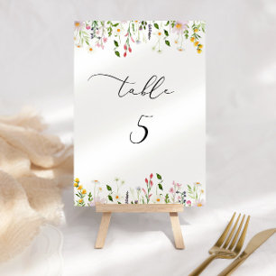 Minimalist wildflowers table number