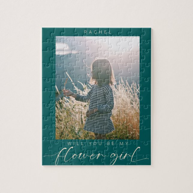 Minimalist Will you be my Flower Girl Photo Chic   Jigsaw Puzzle (Vertical)