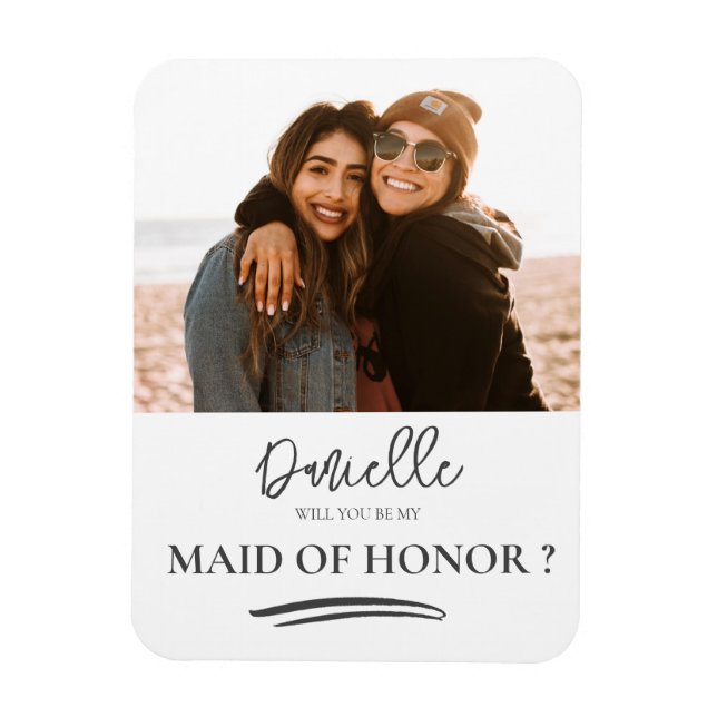 Minimalist Will You Be My Maid of Honour Photo Magnet (Vertical)