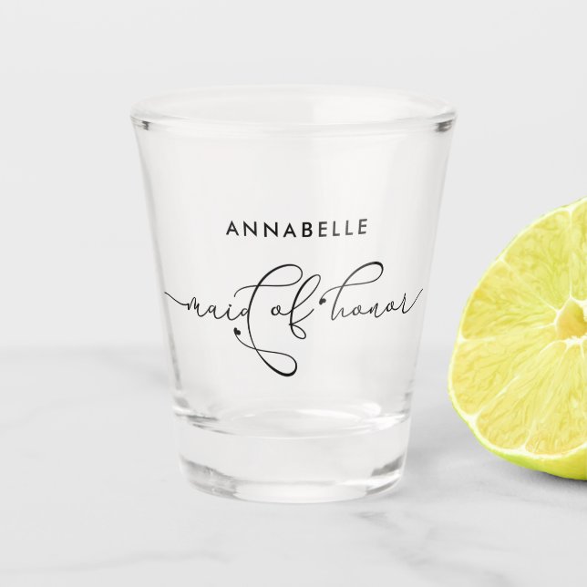Minimalist Will You Be My Maid of Honour  Shot Glass (Front)