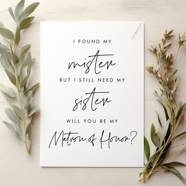 Minimalist Will you be my matron of honour card (Creator Uploaded)