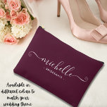 Minimalist Wine Berry Personalized Bridesmaid Accessory Pouch<br><div class="desc">Introducing our Chic Minimalist wine berry Personalized Bridesmaid Accessory Pouch, a stylish and versatile gift designed to celebrate your bridesmaids in elegance. This accessory pouch is the epitome of modern chic, perfect for any occasion from bridesmaid proposals to bridal showers. Crafted with a minimalist design, this pouch features a wine...</div>