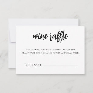 Minimalist Wine Raffle Ticket Bridal Shower Game  Invitation