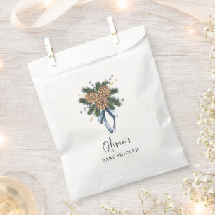 Minimalist Winter Christmas Wreath Baby Shower Favour Bag