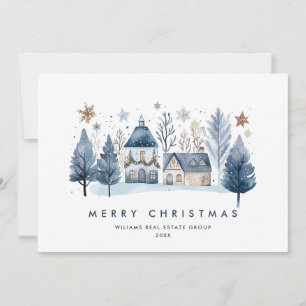 Minimalist Winter Country Town Christmas Corporate Holiday Card