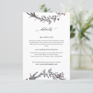 Minimalist Winter Dusty Blue wedding information  Enclosure Card