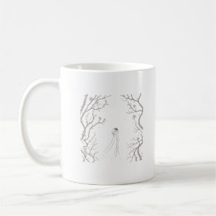 Minimalist Winter Evergreen Couple Hug Custom Gift Coffee Mug