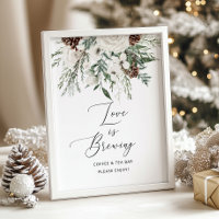 Minimalist winter evergreen Love is brewing