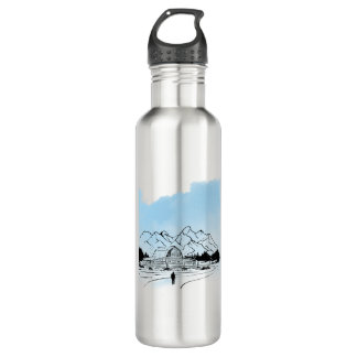 Minimalist Winter Mountain Adventure Water Bottle