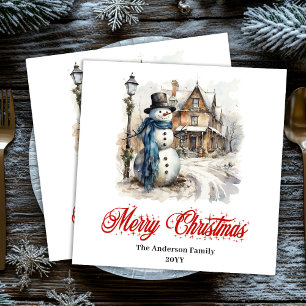 Minimalist winter scene napkin vintage holiday art