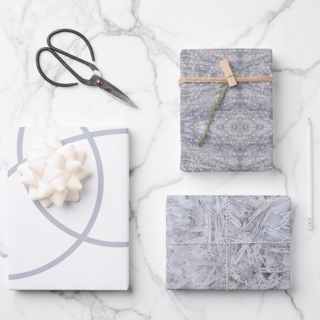 Minimalist Winter Snow Frost Wrapping Paper (Front)