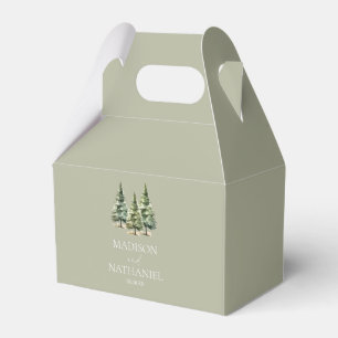 Minimalist Winter Snowy Pine Tree Forest Wedding Favor Box