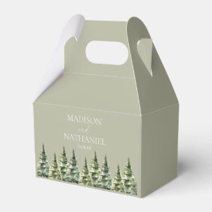 Minimalist Winter Snowy Pine Tree Forest Wedding Favor Box