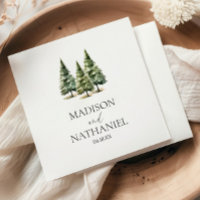 Minimalist Winter Snowy Pine Tree Forest Wedding