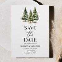 Minimalist Winter Snowy Pine Trees Wedding
