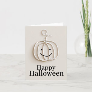 Minimalist Wire Pumpkin Happy Halloween Greeting Holiday Card