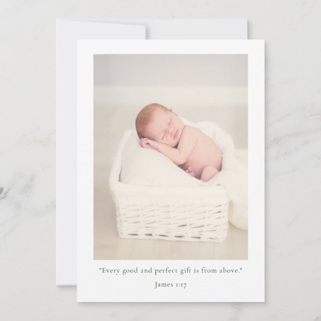 Minimalist with Photo Catholic Baptism Invitation (Back)