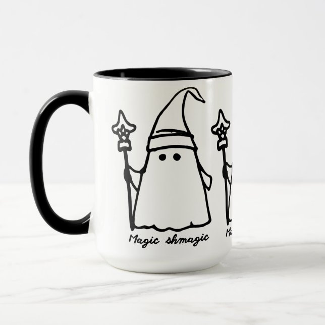  Minimalist Wizard Ghost Drawing Magic Sketch  Mug (Left)