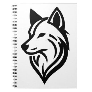 Minimalist Wolf Face Silhouette Notebook