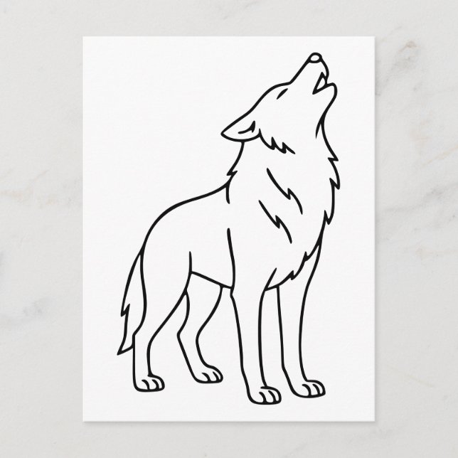 Minimalist Wolf Line Art – Howling Wildlife  Postcard (Front)