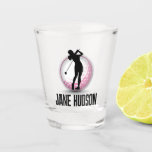 Minimalist Woman Golfer-Pink Ball Design Shot Glass<br><div class="desc">Minimalist Custom Elegant Women Golfer Monogram Design by Edward Eksi. Easy modification of TEXTS for your needs.</div>