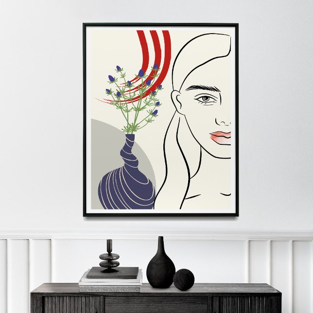Minimalist Woman Line Art Print, Female Silhouette Poster (Creator Uploaded)