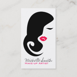 Minimalist Woman Silhouette Black Beauty Salon Business Card